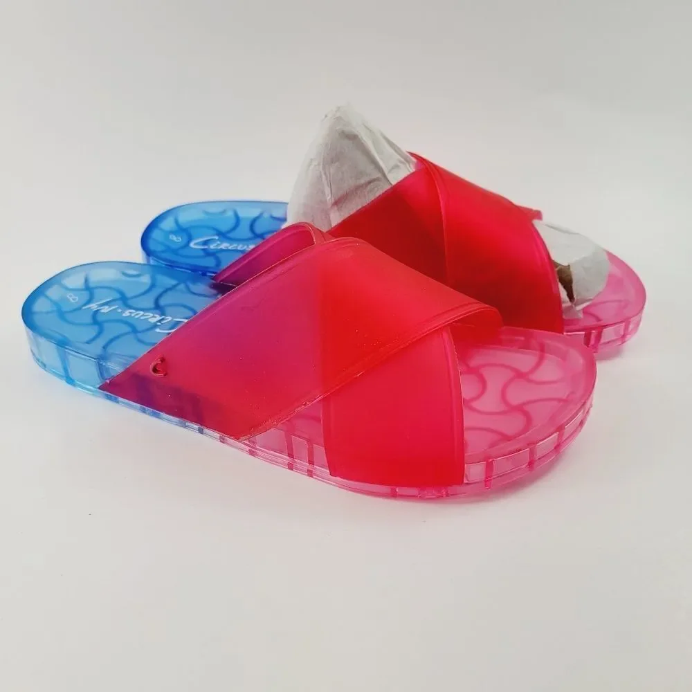 Circus by Sam Edelman Jaylee Ombre Crossband Jelly Slide Sandals 8 Blue Pink